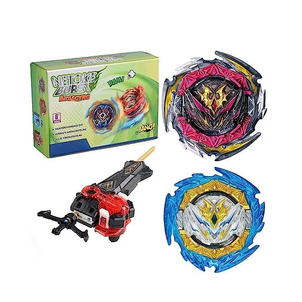 Netoke Toupie Bey Burst Turbo 4D Combinaison, avec Metal Fusion B-200 Lanceur, Jouets Classiques Enfants Cadeau, Modèle：B-180