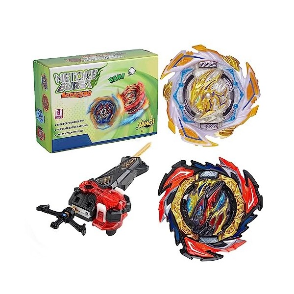 Netoke Toupie Bey Burst Turbo 4D Combinaison, avec Metal Fusion B-200 Lanceur, Jouets Classiques Enfants Cadeau, Modèle：B-191