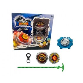 TJS Toupies de Combat Set de 2 toupies & Lanceur. Hauts de Bataille avec Lanceur inclus. 2 Battle Spinner. 2 Toupies Combat N