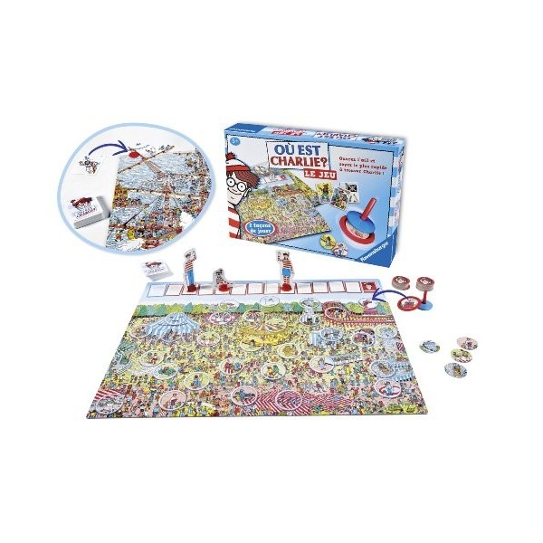 Ravensburger - Où est Charlie ? Le jeu - Jeu de société familial - Jeu dobservation et de rapidité - Cherche & Trouve - 2 à 