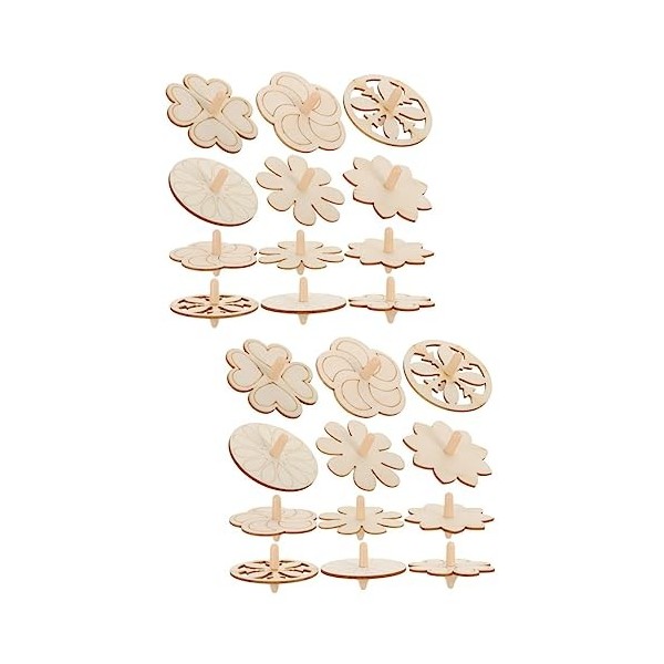 BESPORTBLE 60 Pcs Plateau en Bois Woody Jouet Empiler Jouets Décor pour Enfants Gyroscopes Non Peints Artisanat Tops pour Enf