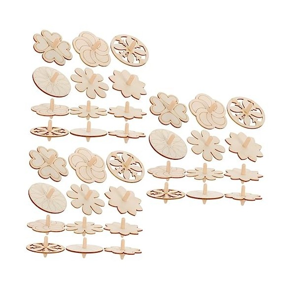 BESPORTBLE 60 Pcs Plateau en Bois Woody Jouet Empiler Jouets Décor pour Enfants Gyroscopes Non Peints Artisanat Tops pour Enf