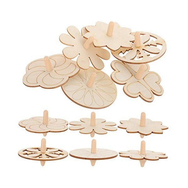 BESPORTBLE 60 Pcs Plateau en Bois Woody Jouet Empiler Jouets Décor pour Enfants Gyroscopes Non Peints Artisanat Tops pour Enf