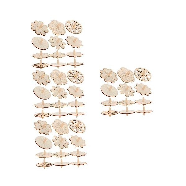 BESPORTBLE 60 Pcs Plateau en Bois Woody Jouet Empiler Jouets Décor pour Enfants Gyroscopes Non Peints Artisanat Tops pour Enf