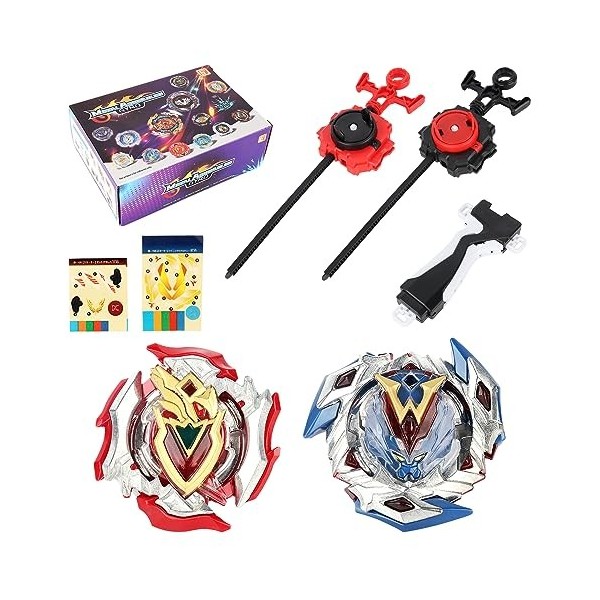 LUFEIS Toupie Beyblade Metal Fusion avec Lanceur, 2 Toupie Beyblade Burst Turbo, Gyro Métal Super Combat, Tops de Combat Toup