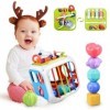 Kizmyee Jouet Montessori 1 an, Colorés Jouets Sensoriels Cube dactivité Bébé toupie Ventouse avec 6 Formes Multisensorielles