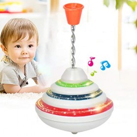 Rvtkak Toupie à Pousser vers Le Bas - Jouet avec LED et Musique - Toupie gyroscopique - Cadeau pour Enfants - Jouets rotatifs