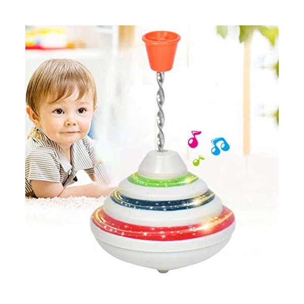 Rvtkak Toupie à Pousser vers Le Bas - Jouet avec LED et Musique - Toupie gyroscopique - Cadeau pour Enfants - Jouets rotatifs