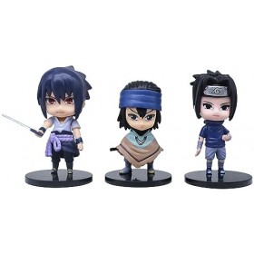 Indorasen Lot de 3 figurines Chibi Uchiha Sasuke