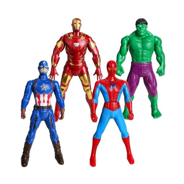 Figurine Avengers, 4 Pcs Figurine Marvel Legends, Figurine Super Hero, Lot  de 4 Figurines de Spiderman, Hulk, Iron Man, Capta