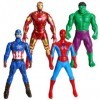 Figurine Avengers, 4 Pcs Figurine Marvel Legends, Figurine Super Hero, Lot de 4 Figurines de Spiderman, Hulk, Iron Man, Capta