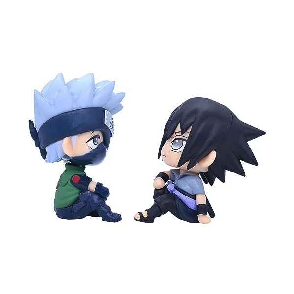 Indorasen Lot de 2 figurines danime Chibi Kakashi Uchiha Sasuke