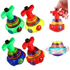 Toyvian 4 Pièces Flash Musique Électrique Le Flash Cadeaux Jouets pour Enfants Petits Jouets pour Les Enfants Tourner Gyro Jo