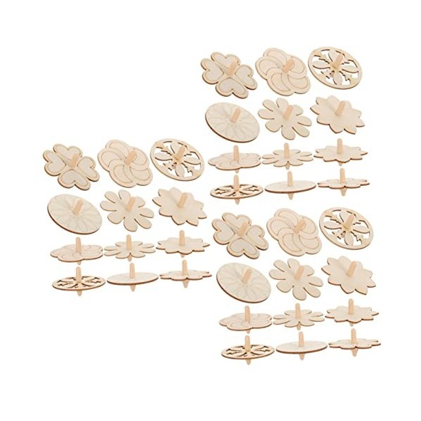 INOOMP 48 Pcs Jouet De Disque Volant en Bois Jouets Empilables Para Niños Jouets De Disque Volant Gyroscopes Non Peints Dessu