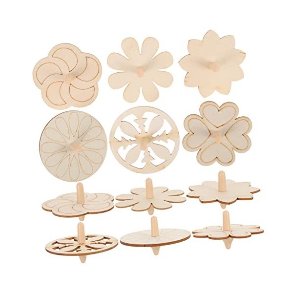 INOOMP 48 Pcs Jouet De Disque Volant en Bois Jouets Empilables Para Niños Jouets De Disque Volant Gyroscopes Non Peints Dessu