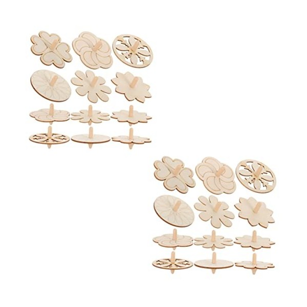 INOOMP 48 Pcs Jouet De Disque Volant en Bois Jouets Empilables Para Niños Jouets De Disque Volant Gyroscopes Non Peints Dessu