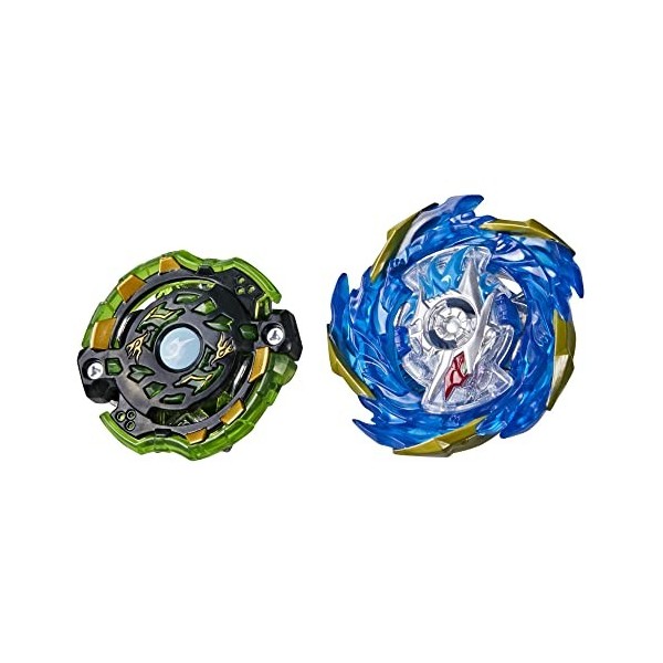 Beyblade Burst Surge Dual Pack, 2 toupies de compétition Speedstorm Evo Helios Blazebringer et Jormuntor J6