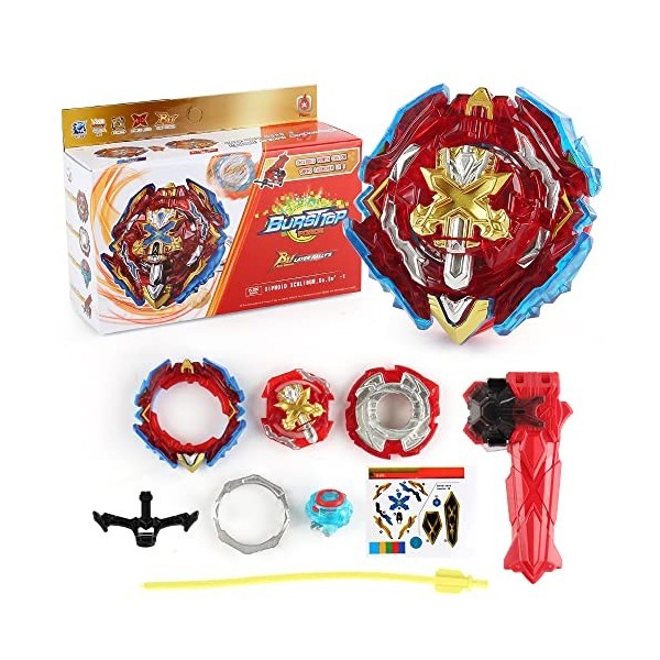 OBEST Toupies Burst avec Lanceur, B-200 Metal Battle Turbo Gyro Spinners and Launcher Set, Cadeaux pour Les Enfants