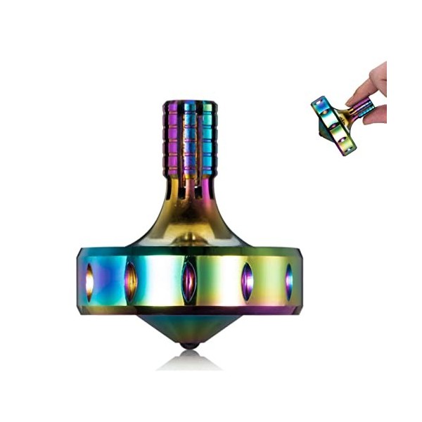 Toupie Métal De Précision LOQATIDIS – Rotation Ultra-Longue +8 Min, Acier Inox 304, Jouet EDC Anti-Stress Adultes (Noir)