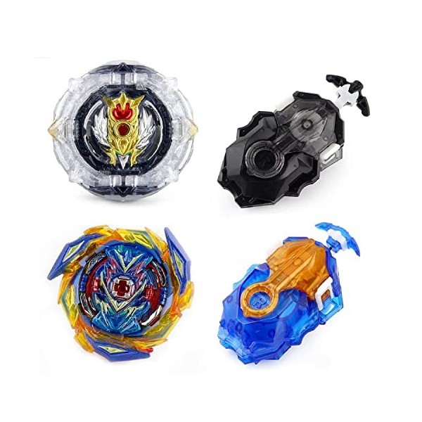 ENIKMOSD Toupie Burst Enfant Set, 2 Toupies Burst avec 2 Launcher,Toupie Enfant Set,Metal Fusion Burst Turbo Burst Battle Set