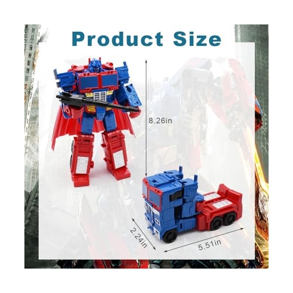 Hilloly Transformable Toys, Tran-sformers Jouets Figurine daction, Tran-sformers O-ptimus Prime Jouet, 2 en 1 Voiture Robot 
