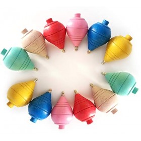 Lot de 4/8/12 Toupies Classiques en Bois en Couleurs – Cadeaux et Détails pour Communions, piñatas, Petits Garçon, Petites Fi