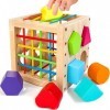 HELLOWOOD Jeu de tri Montessori Cube à emboîter à partir de 1 an, Cube de motricité avec 8 Cubes à emboîter, Jouets en Bois p