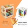 HELLOWOOD Jeu de tri Montessori Cube à emboîter à partir de 1 an, Cube de motricité avec 8 Cubes à emboîter, Jouets en Bois p