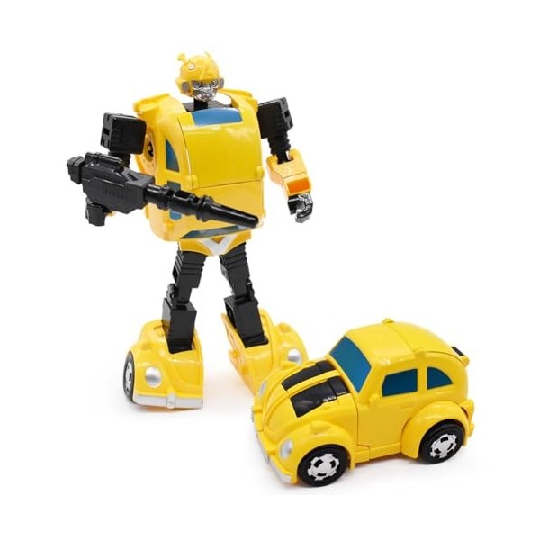 Hilloly Transformable Toys, Tran-sformers Jouets Figurine daction, Tran-sformers Bumble-Bee Jouet, 2 en 1 Voiture Robot Joue