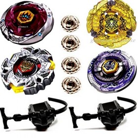 Lot de 4 toupies de combat pour larène, 4 toupites de combat + 2 lanceurs et 4 pointes en métal Phanom Orion Hell Kerbecs Kr