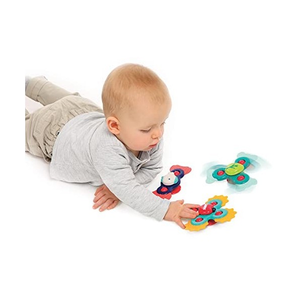 Ludi - Baby Hand Spinners - Jouets rotatifs à Ventouse - Jouet déveil et de Bain pour bébé - Dès 10 Mois