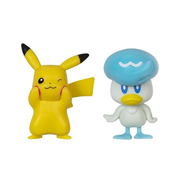Bizak Pokemon Pack Double Génération IX, Comprend 2 Figurines avec Grand Niveau de détail Quaxley + Pikachu 63223355 