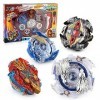 Lot de 4 toupies de Combat Gyro Burst Starter Set 4D Fusion Modèle Métal Masters Speed Toupie avec Lanceur Bey Blade Jouet Ca