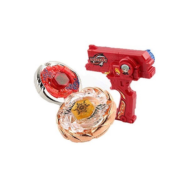 XASYGF Beyblade Toupies,Toupie Burst Turbo avec Lanceurs, Gyro Pocket Box Pro-Cadeaux pour Enfant Non-Stop Battle Deluxe Hasb