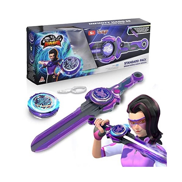 INFINITY NADO - Toupie En Métal Transformable Avec Lanceur D'épée LED - Gale Wings Bleu - Jouet Pour Enfants 5-10 Ans