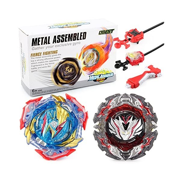 OBEST Bey Battle Arena Jouets pour Enfants, B-193,B-195, 2 Vitesses Gyro Battle Spinners Set avec 2 lanceurs et 1 poignée, Wh