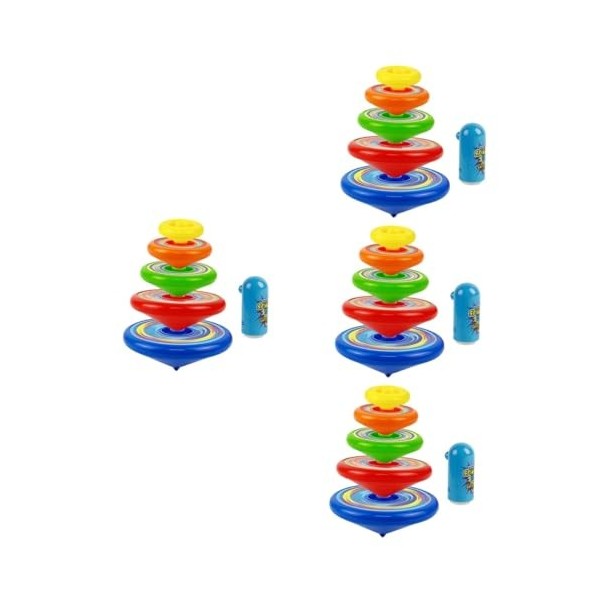 Abaodam 4 Ensembles De Dessus Empilés en Vrac Mini Décor Bois Enfants Empilables Dessus Empilables Kit Gyroscopique Enfants D