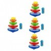 Abaodam 4 Ensembles De Dessus Empilés en Vrac Mini Décor Bois Enfants Empilables Dessus Empilables Kit Gyroscopique Enfants D