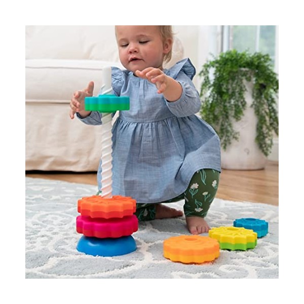 Fat Brain SpinAgain Spinning Toy, Stacking Toy for Babies, Colourful Development Toy, the First Ever Twirling Toy, Educationa