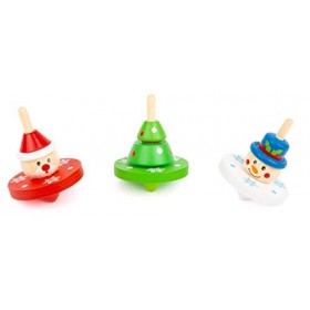 Small Foot 11471 Présentoir toupies Noël en Bois, Set de 12 pièces, Hauteur 6cm, Ø env. 4 cm Jouets, Multicolore