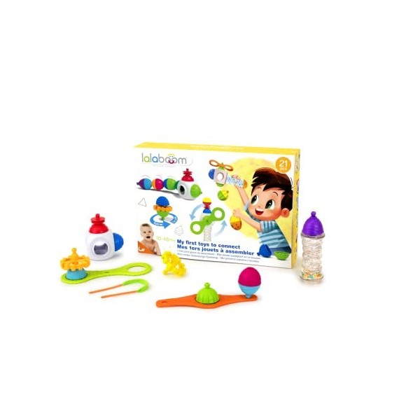 Lalaboom - Coffret Mes 1ers Jouets à Manipuler - Jouets et Perles de Motricité à assembler - Jouet dÉveil Évolutif de 10 Moi