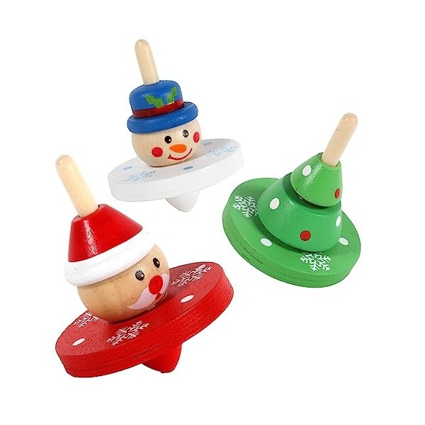 PLANÈTE BOIS - Pack de 24 Toupies Noël - FSC - 030160PA - 24 pièces - Multicolore - Bois - Jeu pour Enfant - Noël - À Collect