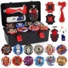 TuKIIE Bey Battle Top Set pour Enfants, 12 Burst Turbo Set, 3 lanceurs, Gyro Box, Toupie pour Enfants, Arène Toys pour Enfant