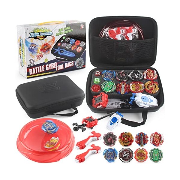 Netoke Toupie avec Lanceur kit, 4D Metal Fusion Burst Arene, Adapté Cadeaux Noël, Anniversaire - 8 X Battle Tops + 2 X Battle