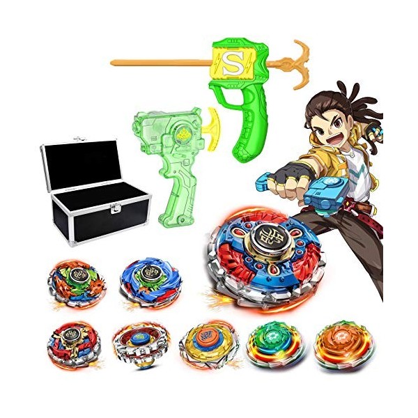 OBEST Set de Toupie Spinning Top Gyro avec Launcher Jouet et Intéressant pour Enfants 8 Set 