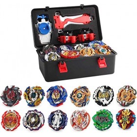 Yikko Lot de 12 toupies de combat 4D Fusion - Modèle métal Masters Speed - Avec burst Toys - Coffret cadeau et accessoires po