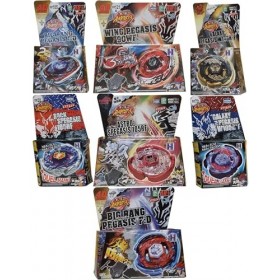 Toupie 4D Metal Rapidity Collection PEGASIS Lot de 7 + 3 lanceurs + 2 pointes métalliques : BB105 Big Bang, BB121A Wing, 3011