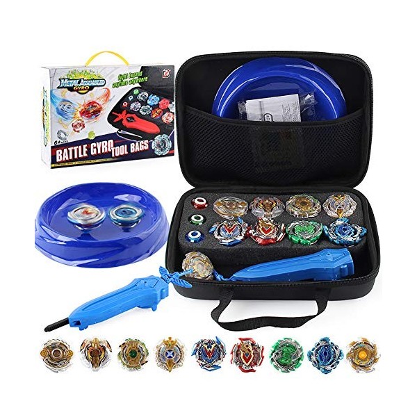 ZED- Toupie Burst Set de 9 pcs avec Lanceur Gyro Métal Combat Amélioré Toupie de Combat Métal Fusion Battle Set Jouets pour E