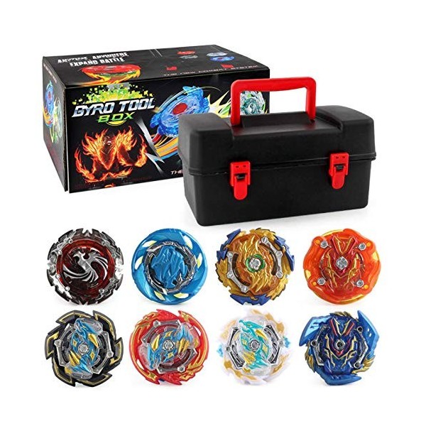 Beyblade，Toupie 8 Pièces Vitesse Gyro Métal Combat Toupie Ensemble 4D Émetteur de Ligne de tirage et émetteur de règle de tir