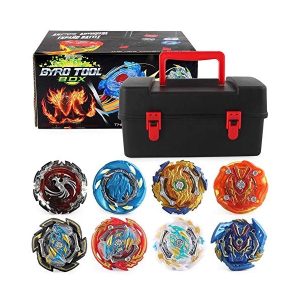 Beyblade，Toupie 8 Pièces Vitesse Gyro Métal Combat Toupie Ensemble 4D Émetteur de Ligne de tirage et émetteur de règle de tir